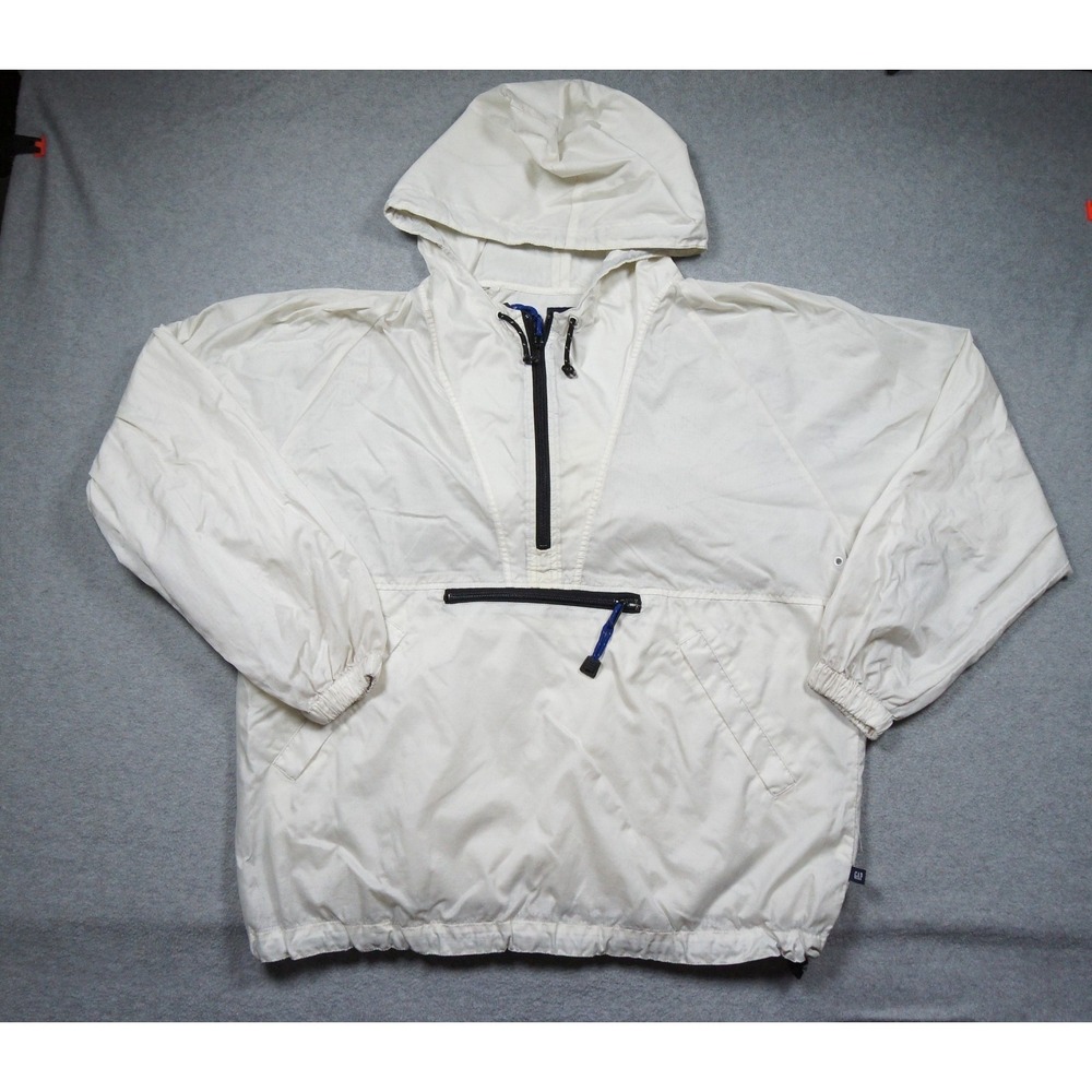 Vintage Gap Jacket Mens Small White Windbreaker Anorak Pullover Outdoors 90s Y2K